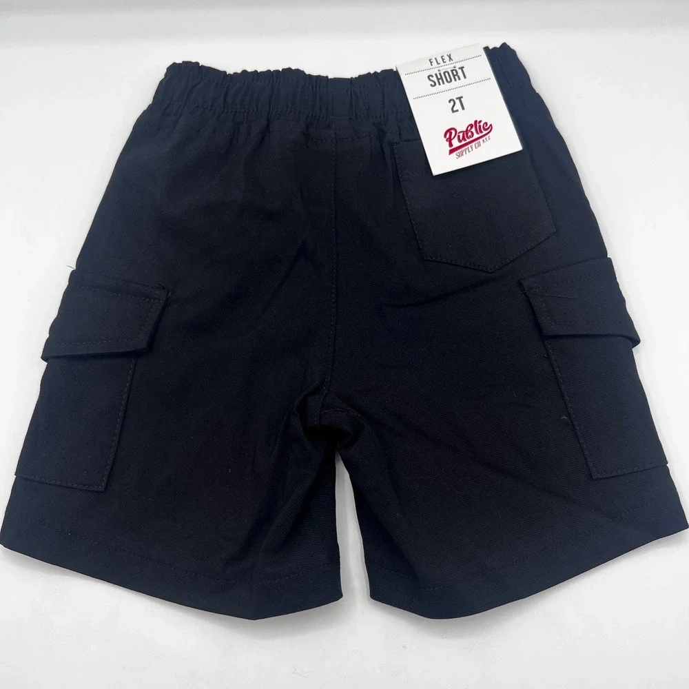 Adidas Boys 2T Shorts Black Red 3 Stripe Athletic Public‎ Supply Cargo 2-Piece